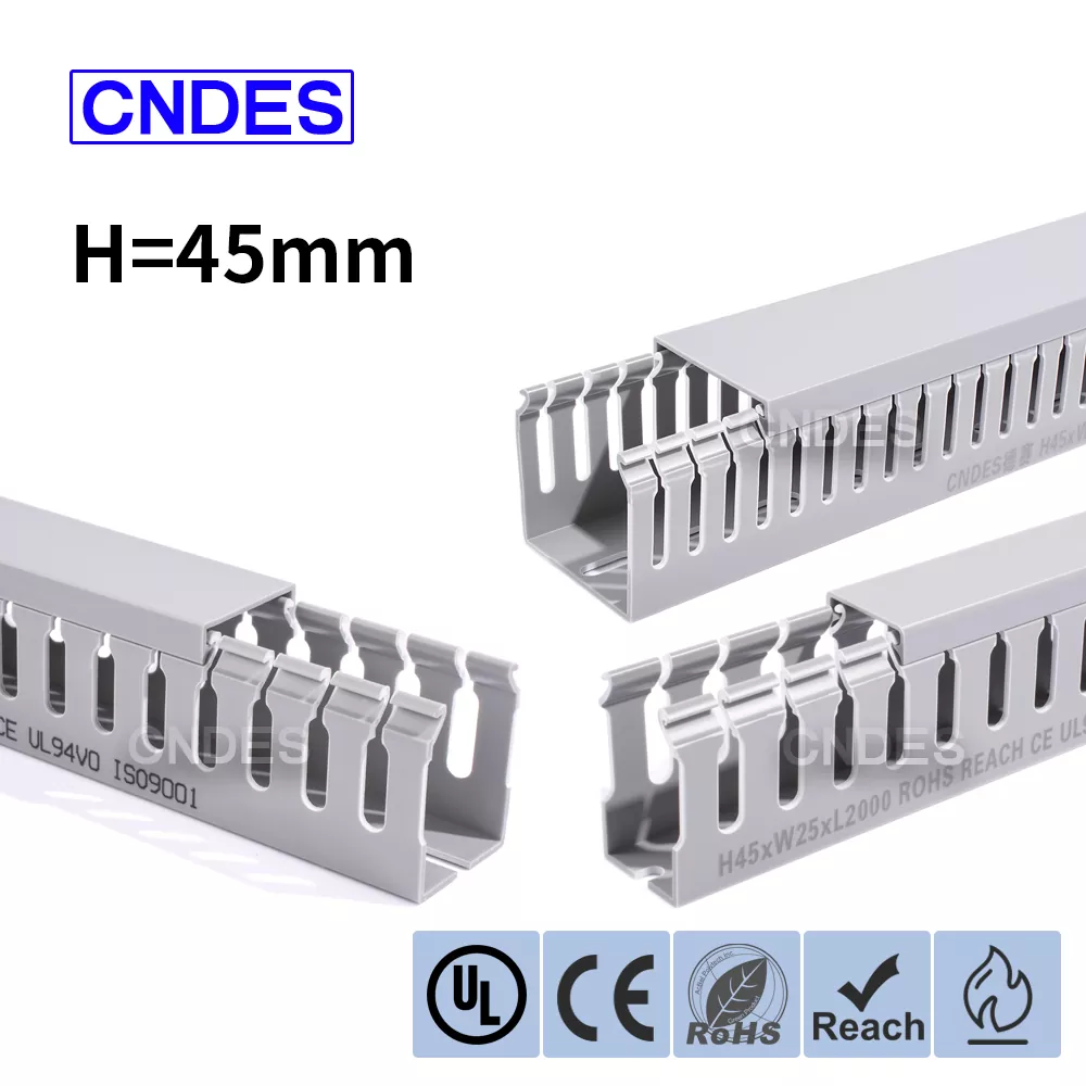 45 मिमी ऊंचाई स्लॉटेड पीवीसी वायर कवर डक्ट