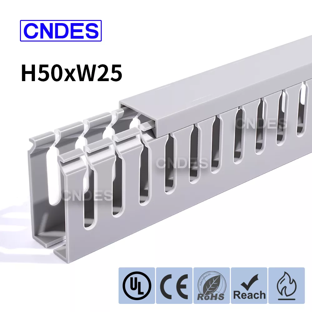 50×25 मिमी स्लॉटेड पीवीसी इलेक्ट्रिकल कैबिनेट डक्ट