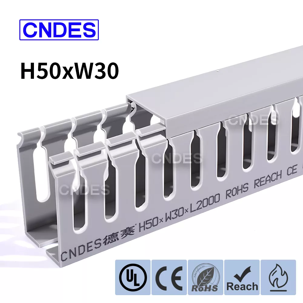 50×30 स्लॉटेड पीवीसी केबल संगठन डक्ट