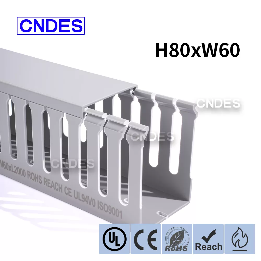 80×60 सूचीबद्ध स्लॉटेड पीवीसी वायरिंग डक्ट