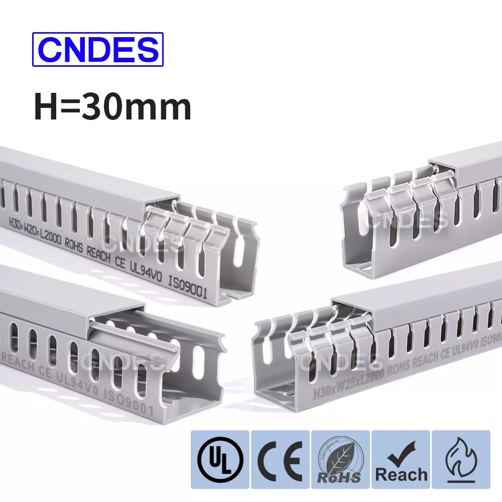 30 मिमी ऊंचाई स्लॉटेड पीवीसी केबल प्रबंधन डक्ट