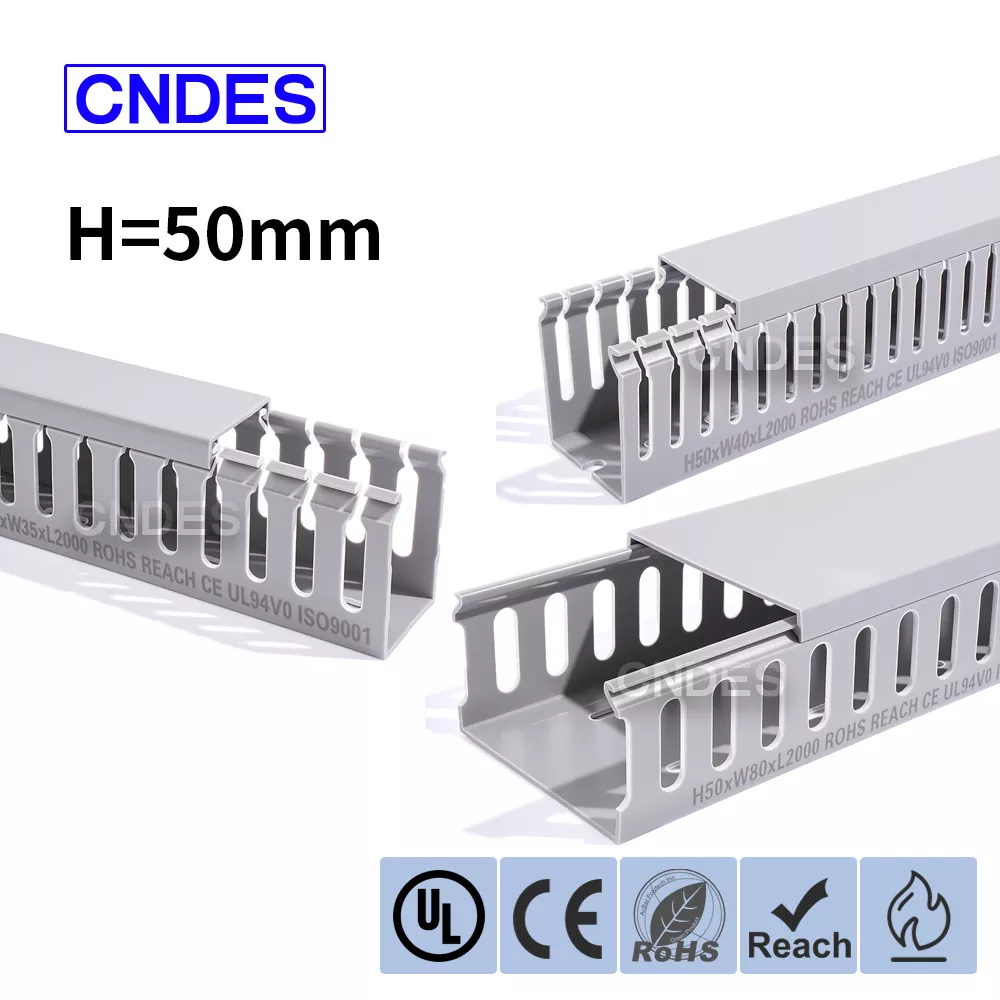 50 मिमी ऊंचाई स्लॉटेड पीवीसी पैनल वायरिंग डक्ट